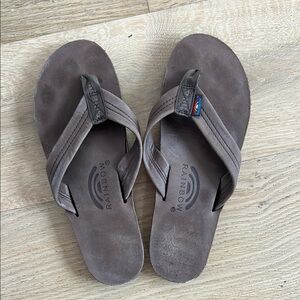 Brown Rainbow Flip Flops